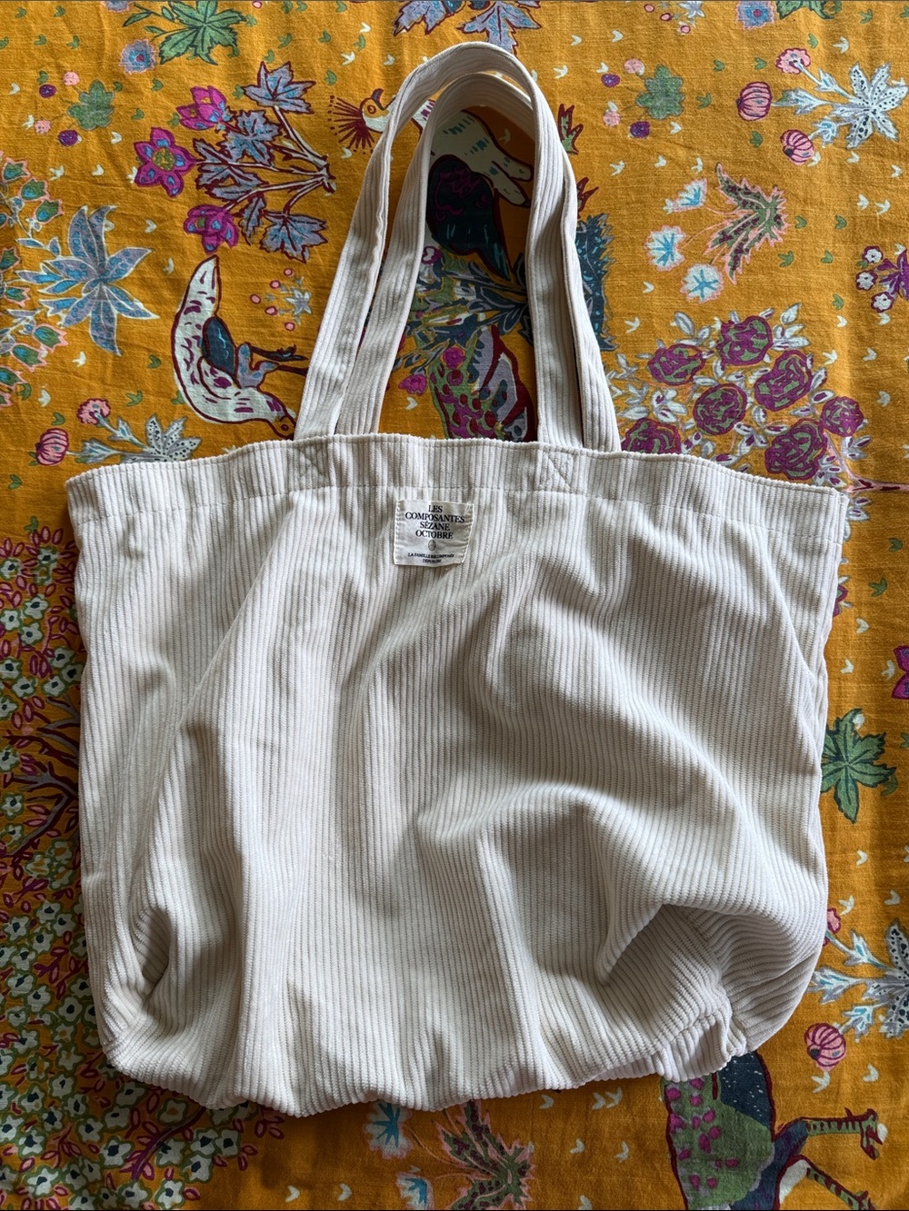Sezane Cream Corduroy Everyday Tote
